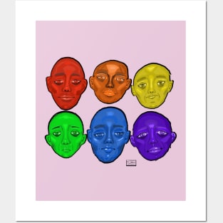 Rainbow faces Posters and Art